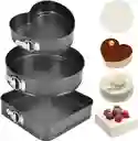 Set De 3 Moldes Repostería En Forma De Corazón, Redondo Y Cuadrado B