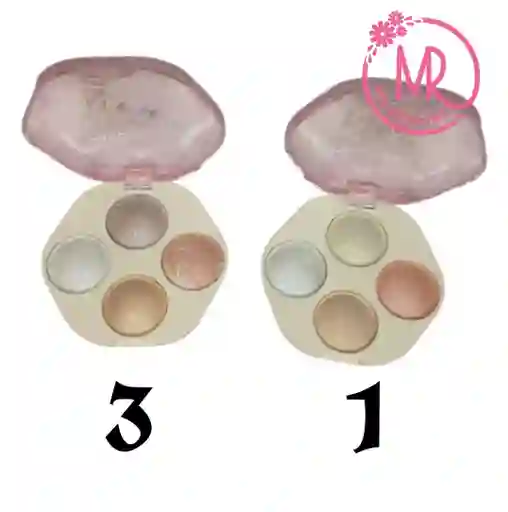 Paleta De Rubor E Iluminador Por 4 Tonos #1.