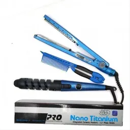 Combo Nano Titanium Plancha, Rizador Y Peine Plancha