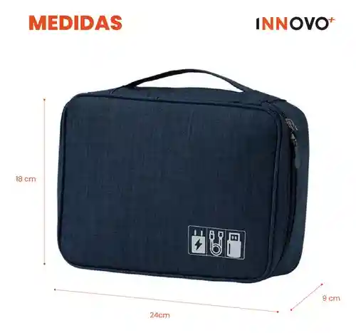 Organizador De Cables Estuche Impermeable Accesorios Tecnológicos Azul Innovo