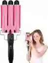 Pinza Ondas De Sirena Rizador Cabello Ondulador 3 Tubos Encrespador Rosa Negro