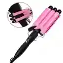 Pinza Ondas De Sirena Rizador Cabello Ondulador 3 Tubos Encrespador Rosa Negro