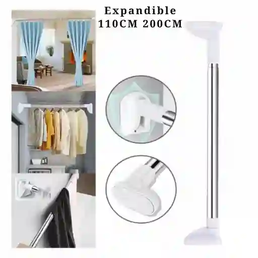Tubo Barra Soporte Expandible Ajustable Multiusos Para Colgar Ropa 110 Cm X 200 Cm