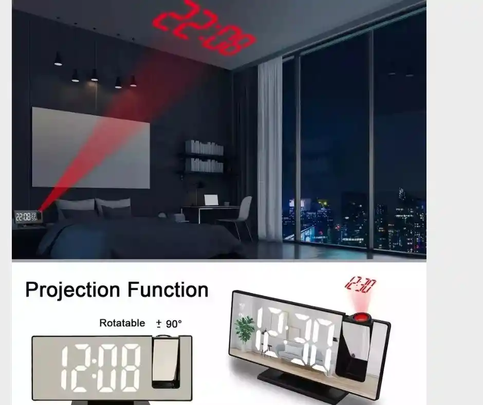 Reloj Despertador Mesita Noche Led Proyector Temperatura.