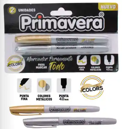Marcador Permanente Metalizado X 2