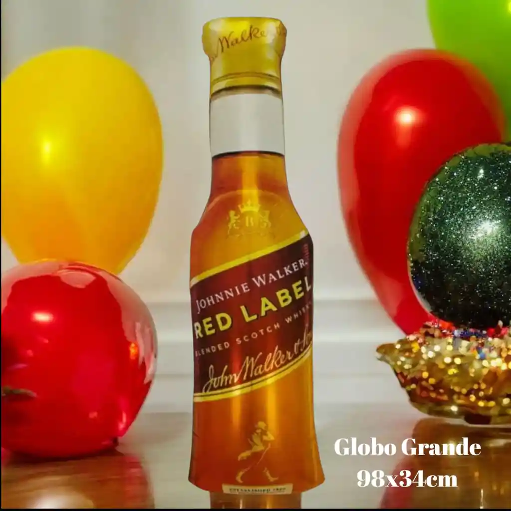 Globo Metalizado Botella Red Label Gigante 40" Pulgadas (101.6cm)