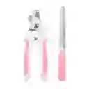 Corta Uñas Con Lima Mediano Para Mascota Color Rosado Con Blanco