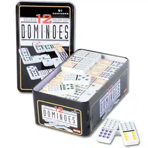 Domino 91 Fichas Doble 12 Juego De Mesa Caja Metalica