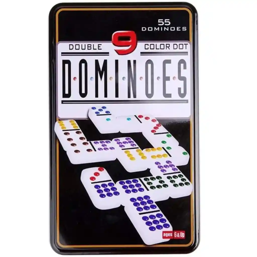 Domino 55 Fichas Doble 9 Juego De Mesa Caja Metalica