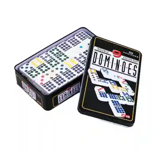 Domino 55 Fichas Doble 9 Juego De Mesa Caja Metalica