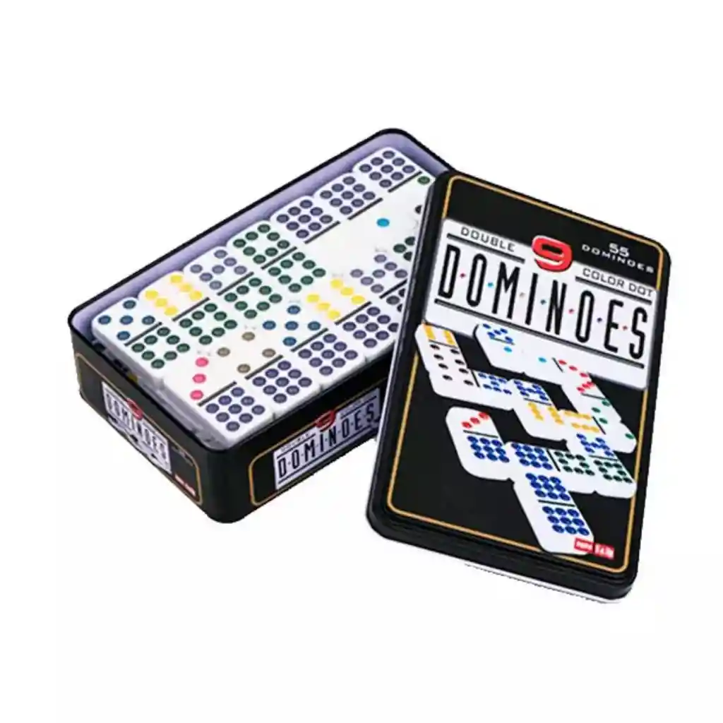 Domino 55 Fichas Doble 9 Juego De Mesa Caja Metalica