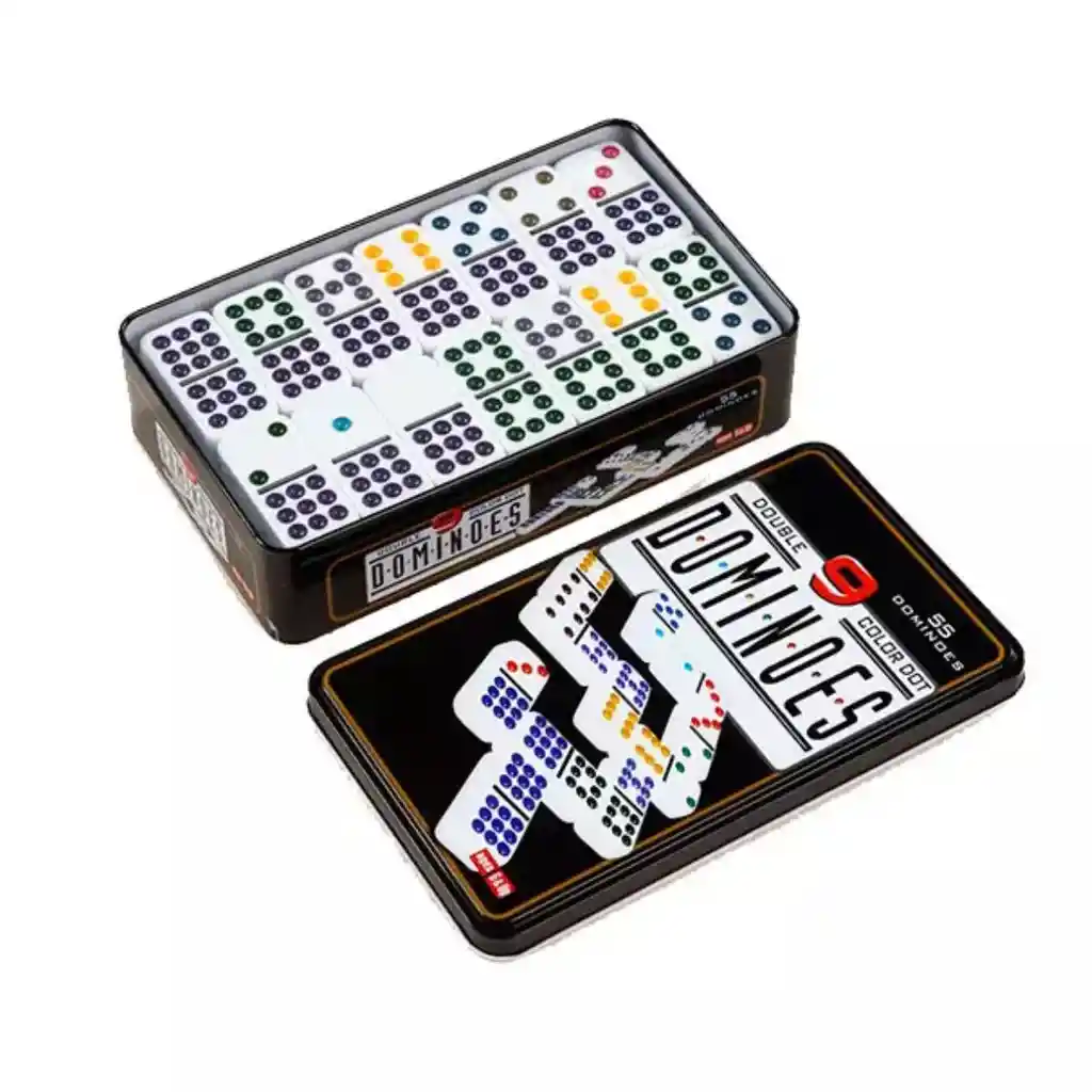 Domino 55 Fichas Doble 9 Juego De Mesa Caja Metalica