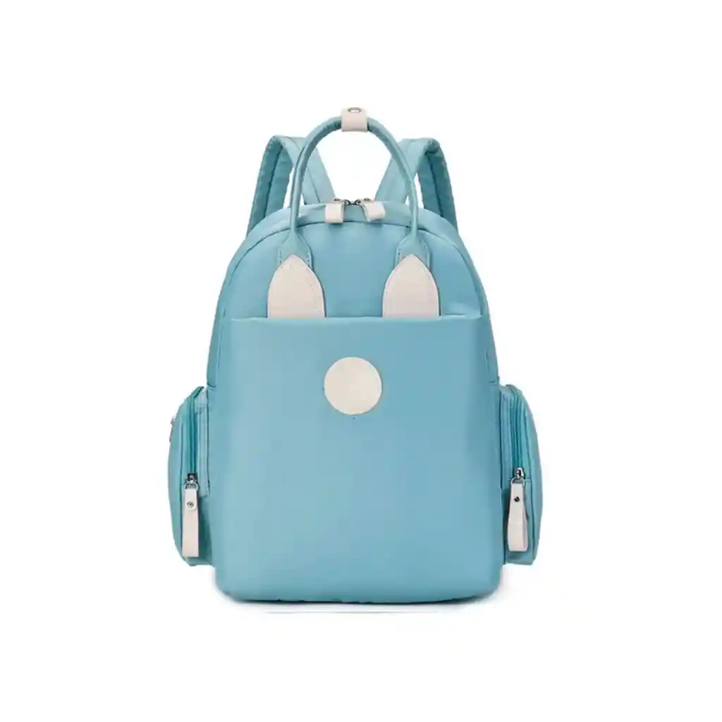 Pañalera Morral Multifuncional Celeste Con Diseño Conejito, De Buena Capacidad, Hecha En Material Resistente Al Agua, Con Bolsillos Térmicos - Color Life