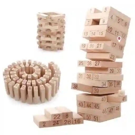 Juego De Mesa Torre Jenga 54 Bloques 4 Dados Madera Niños Y Adultos