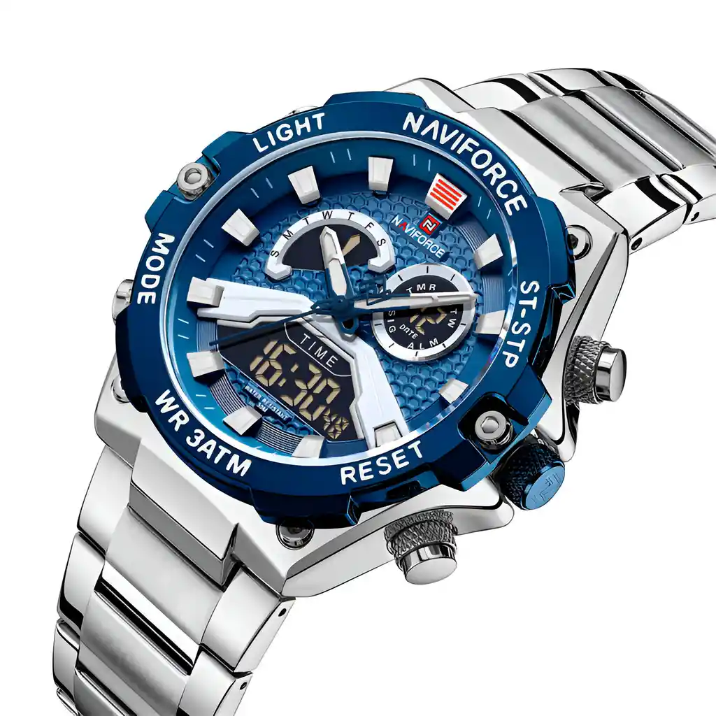 Reloj Naviforce Casual Nf9207 Crono Hombre Acero+ Estuche