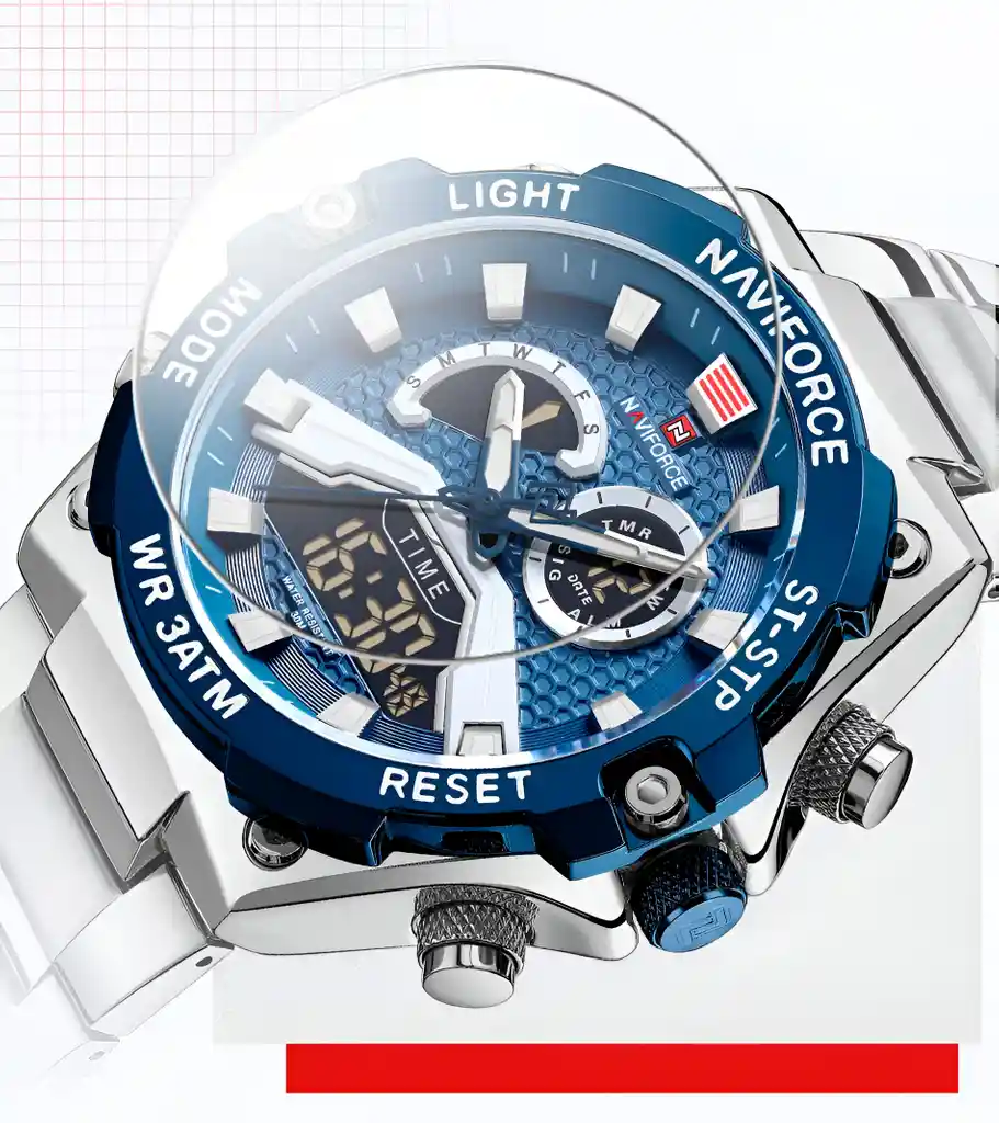 Reloj Naviforce Casual Nf9207 Crono Hombre Acero+ Estuche