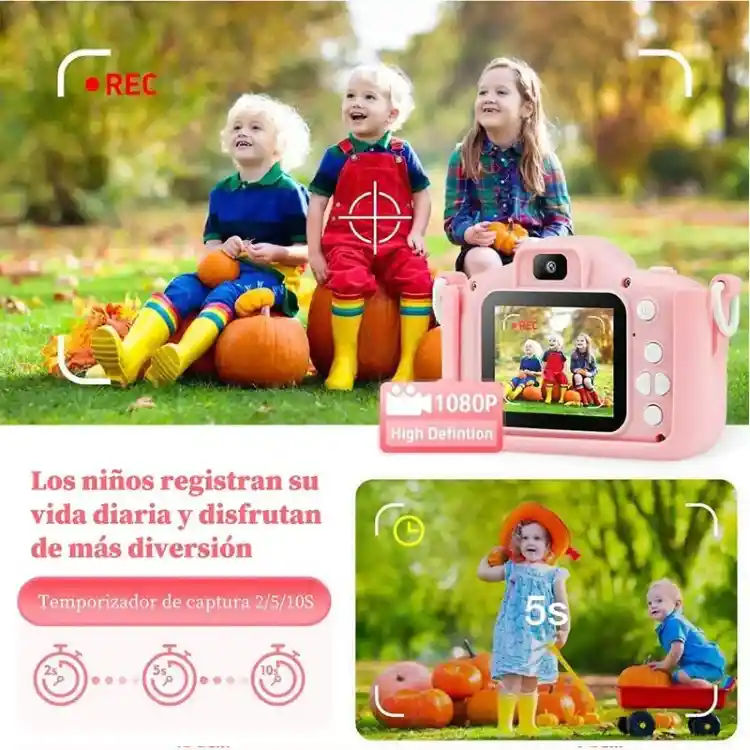 Cámara Digital Para Niños 1080p Rosa