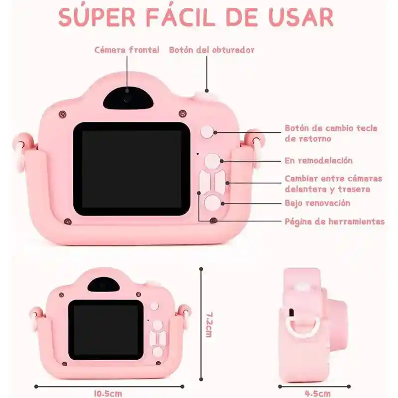 Cámara Digital Para Niños 1080p Rosa