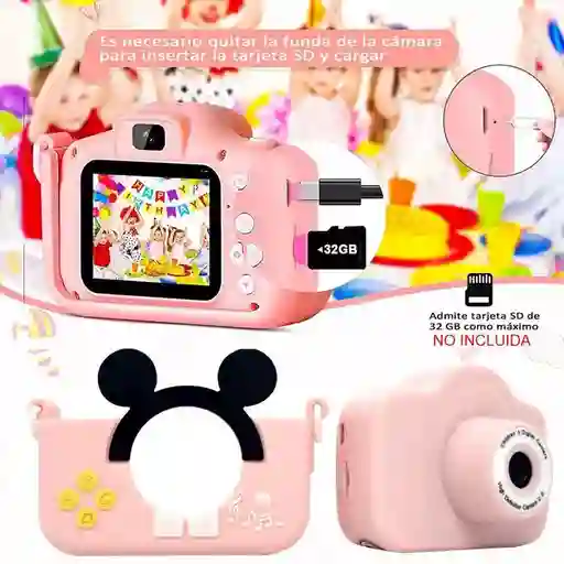 Cámara Digital Para Niños 1080p Rosa