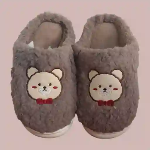 Pantufla Adulto Gris Talla 36-37