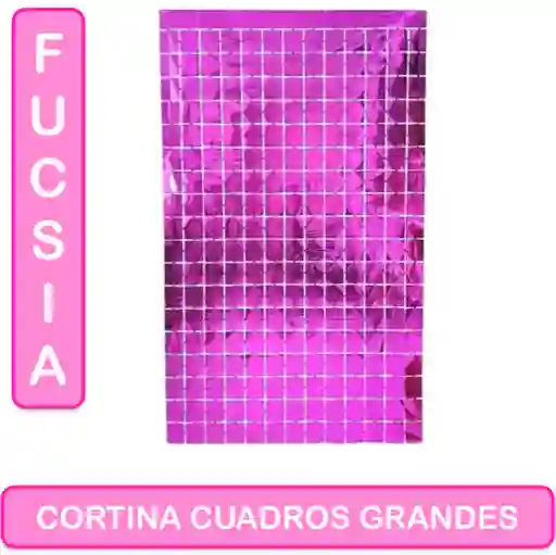 Cortina De Cumpleaños Fucsia Metalizada - Cuadros Grandes