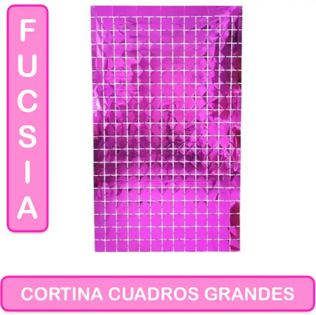 Cortina De Cumpleaños Fucsia Metalizada - Cuadros Grandes