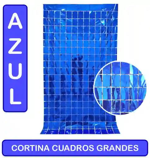 Cortina De Cumpleaños Azul Metalizada - Cuadros Grandes