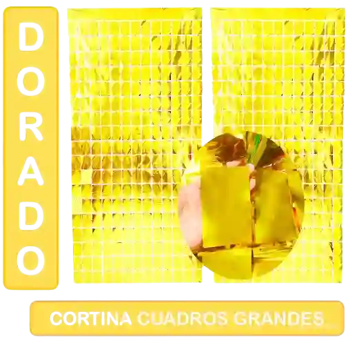 Cortina De Cumpleaños Dorada Metalizada - Cuadros Grandes