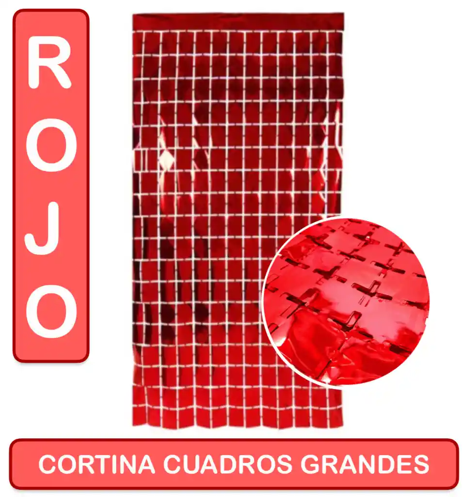 Cortina De Cumpleaños Roja Metalizada - Cuadros Grandes