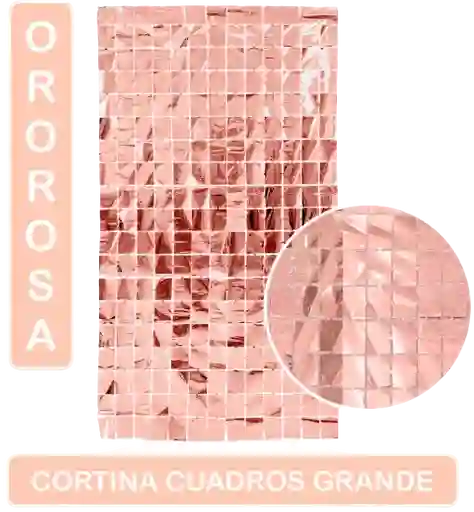 Cortina De Cumpleaños Oro Rosa Metalizada - Cuadros Grandes
