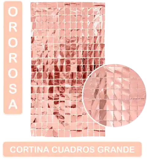 Cortina De Cumpleaños Oro Rosa Metalizada - Cuadros Grandes