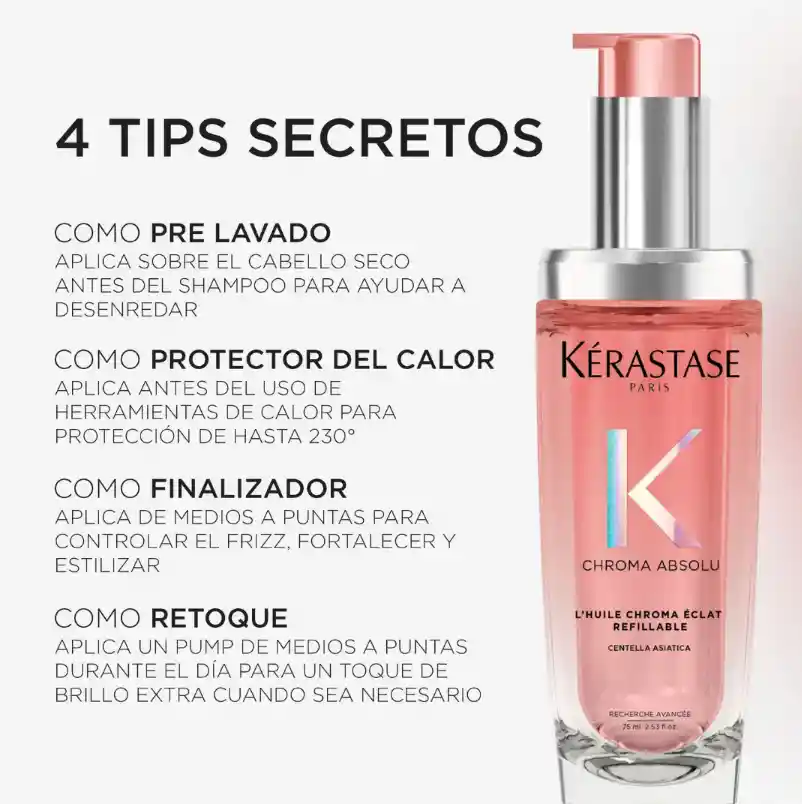 Aceite Termo Protector Para Cuidado Del Color L’ Huile Chroma Éclat – Recargable 75ml