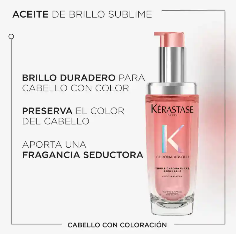 Repuesto Aceite Termo Protector Para Cuidado Del Color L’ Huile Chroma Éclat – Recargable 75ml