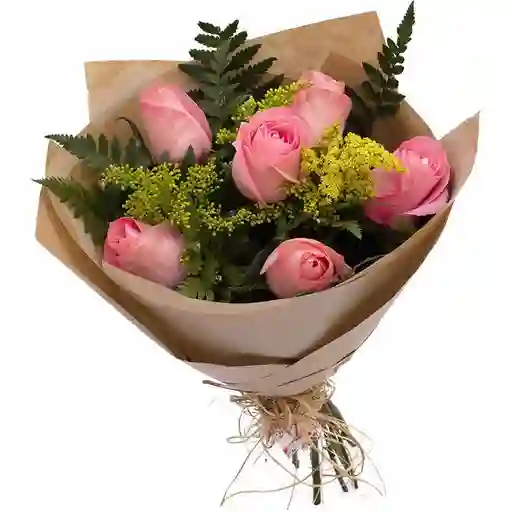 Ramo Rústico De 6 Rosas 🌹🌿🎀