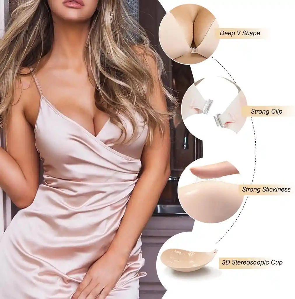 Brasier Adhesivo, Copa B Sin Tirantes, Sin Espalda, Invisible, Con Realce Y Reutilizable, Para Mujer