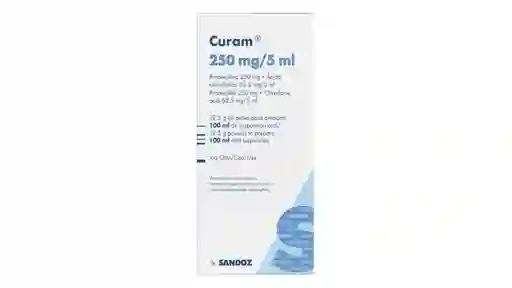 Curam 250 Mg/ 5 Ml Amoxicilina 250 Mg + Acido Clavulánico 62.5 Mg/5 Ml 100 Ml Suspension Oral