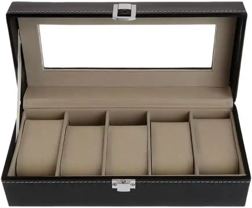 Caja Organizadora Para 5 Relojes Estuche Largo Relojero