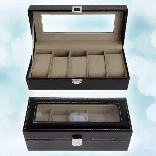 Caja Organizadora Para 5 Relojes Estuche Largo Relojero