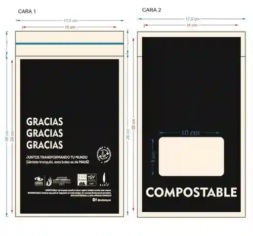 Bolsa De Maíz Para Envíos (17x26)cm X 50 Unidades
