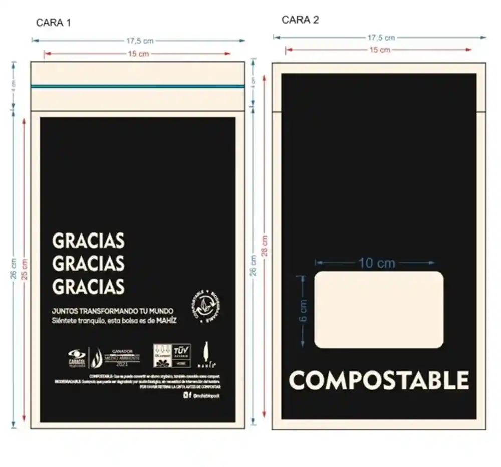 Bolsa De Maíz Para Envíos (17x26)cm X 50 Unidades
