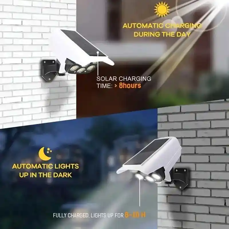 Lámpara Led Panel Solar Y Sensor De Movimiento Tipo Cámara