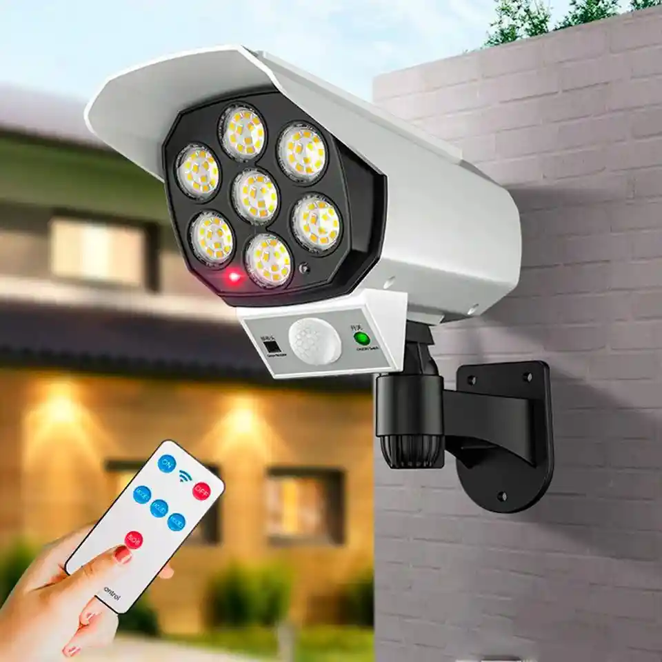 Lámpara Led Panel Solar Y Sensor De Movimiento Tipo Cámara