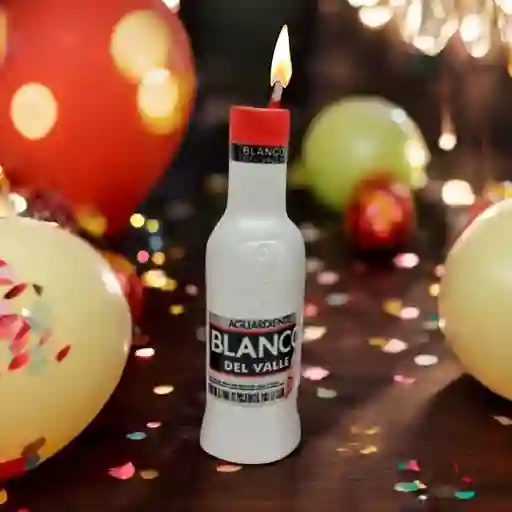 Vela En Forma Botella De Aguardiente Blanco Del Valle 9cm / X1unidad