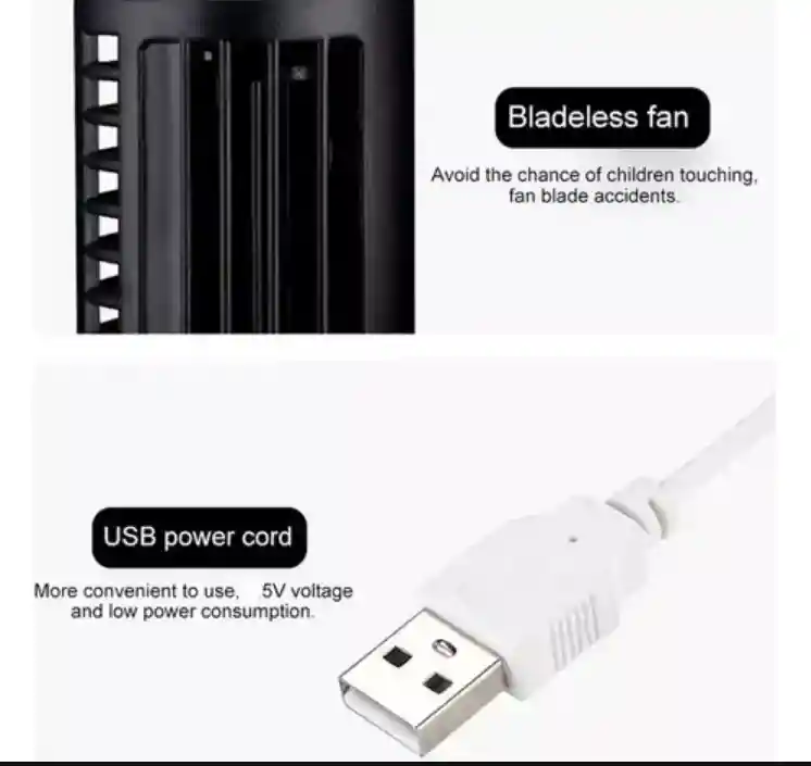Mini Ventilador De Torre Aire Acondicionado Portátil, Silencioso Conexión Usb