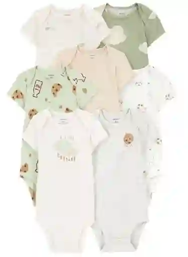 Bodys X 7 Colores Pasteles Galletitas - Multicolor / 12 Meses