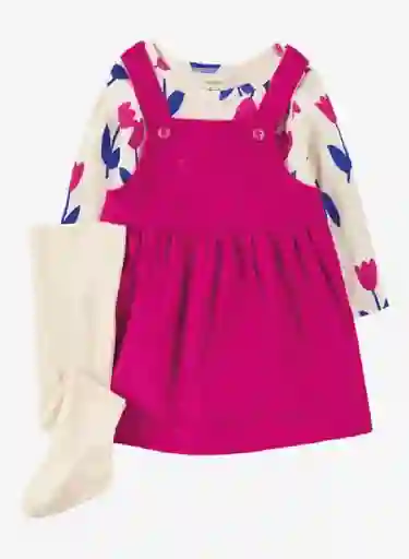 Vestido 3 Piezas Tulipanes Rosa Oscuro - Multicolor / 6 Meses