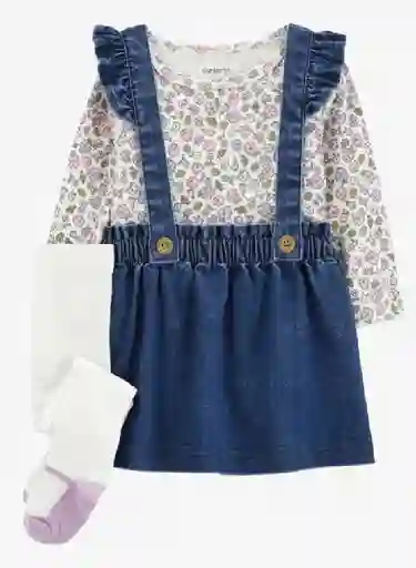 Vestido 3 Piezas Florecitas Con Medias - Multicolor / 18 Meses