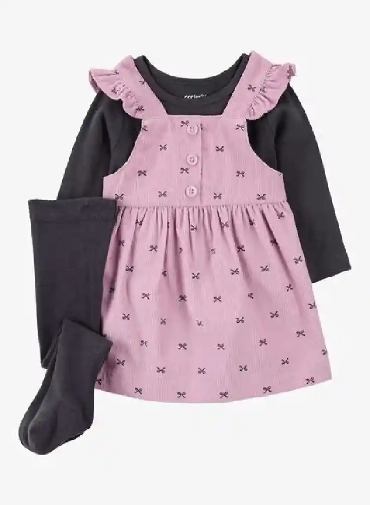 Vestido 3 Piezas Gris Rosa - Multicolor / 24 Meses