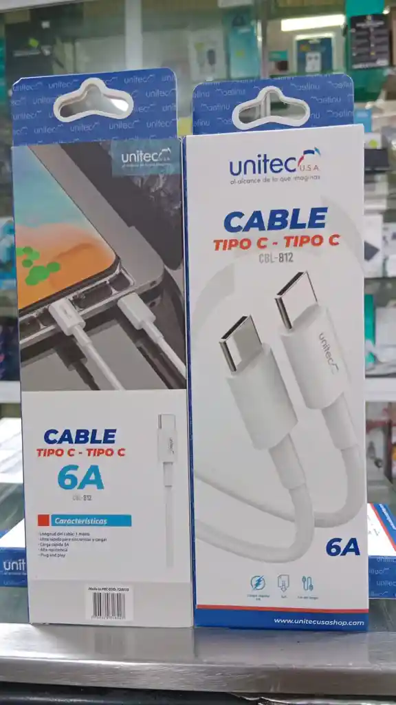 Cable Tipo C Tipo C Blanco 1 Metro Soporta Hasta 6 Amperios 140 Wat Carga Extra Rápida Y Datos