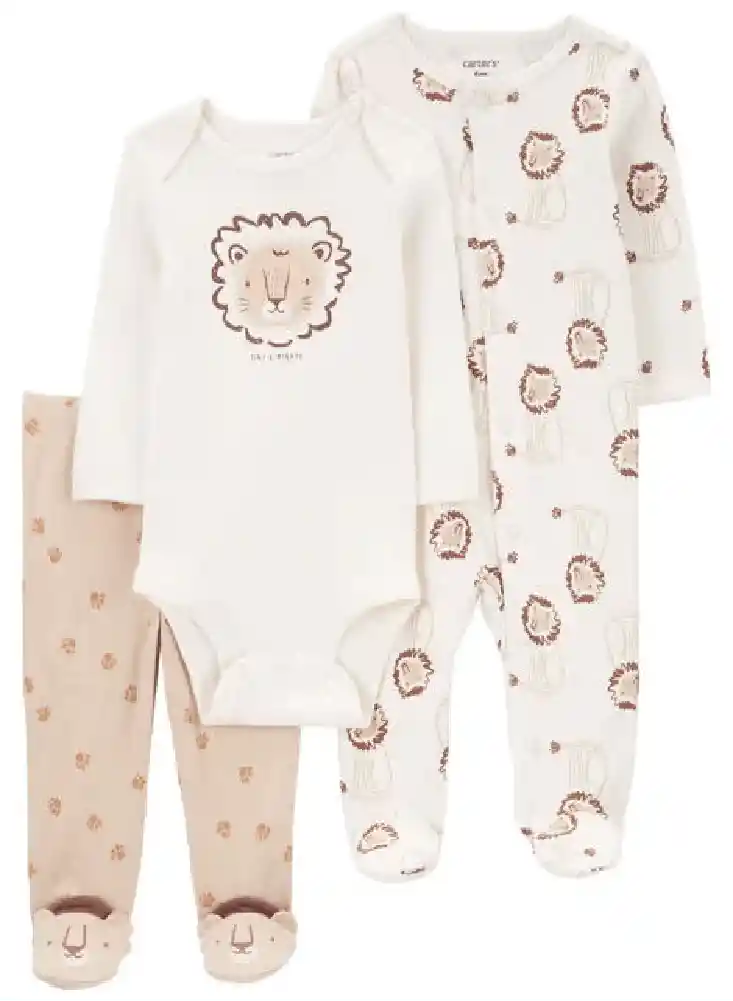 Conjunto 3 Piezas Leoncitos Cafes - Multicolor / 6 Meses
